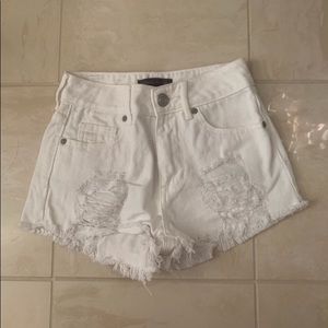 White Distressed Demin Shorts